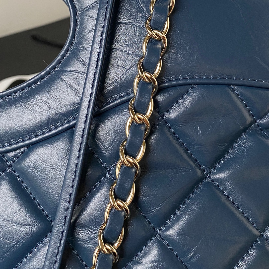 Calfskin Large 31 Chain Shoulder Bag Handbag AS1010 Dark Blue